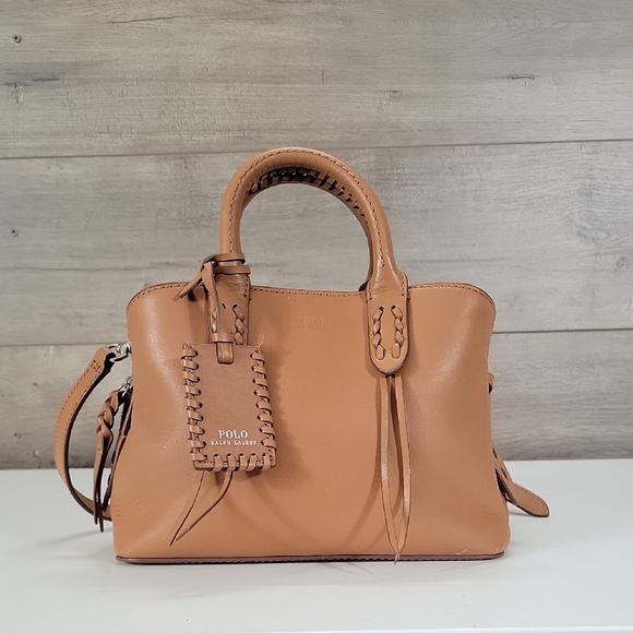 Polo Ralph Lauren Handbags - Polo by Ralph Lauren Camel Leather Satchel with Braided Trim Crossbody Bag